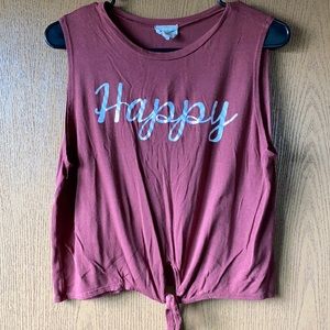 HAPPY Cut off crop tee